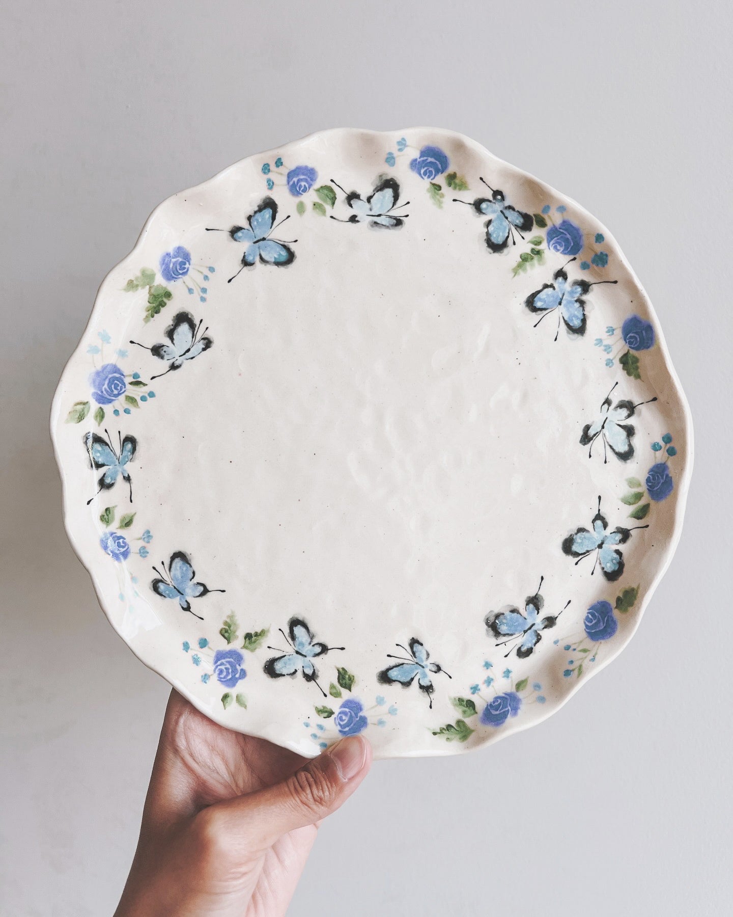 Blue Butterfly Bloom Plate and Bowl Set