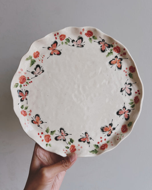 Pink Butterfly Bloom Plate and Bowl Set