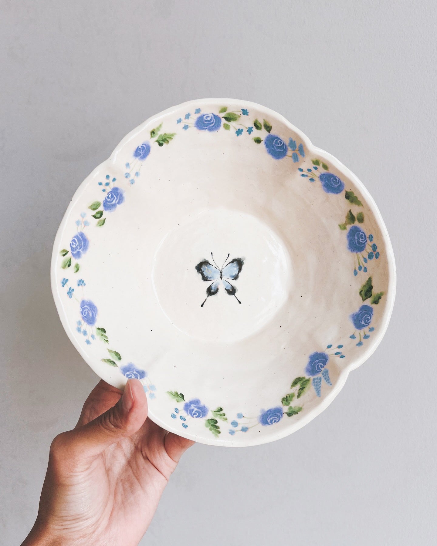 Blue Butterfly Bloom Plate and Bowl Set