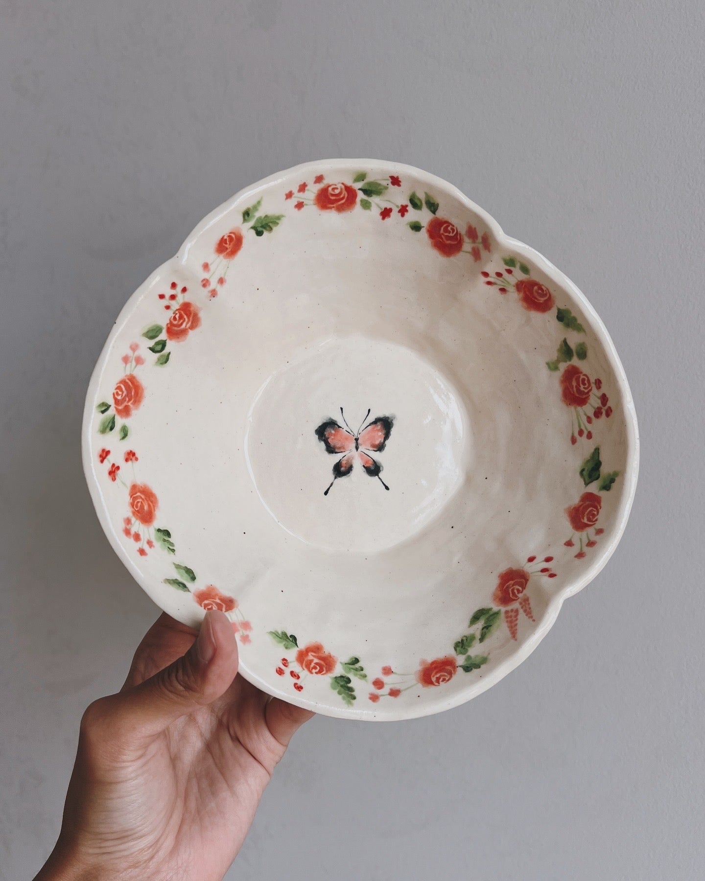 Pink Butterfly Bloom Plate and Bowl Set