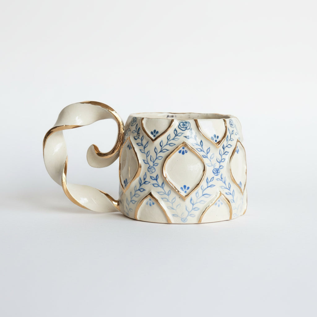 Blue Rose Vines Mug
